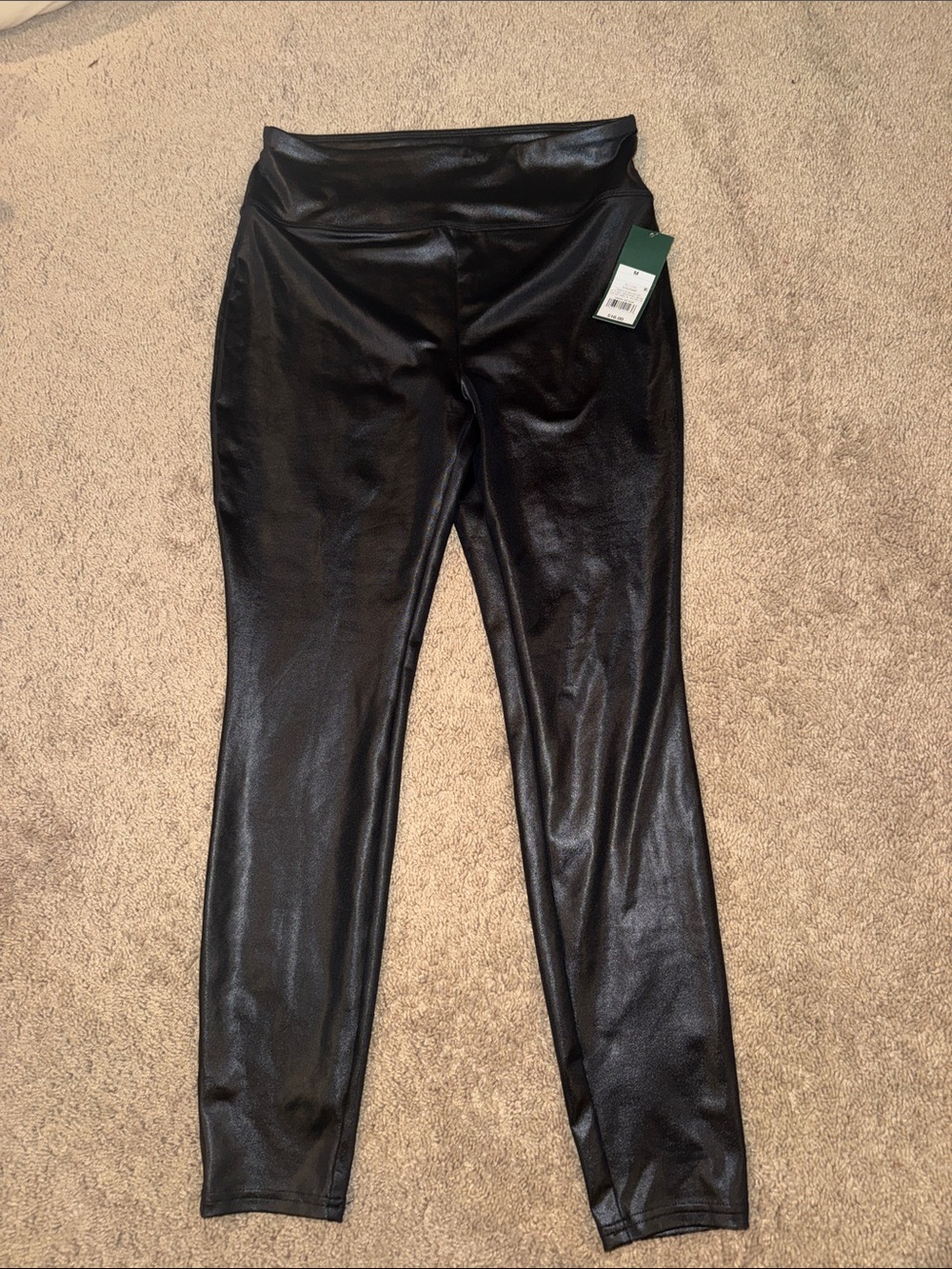 Wild Fable Shiny Black Women's Leggings - Stretch Faux Leather look- medium NWT